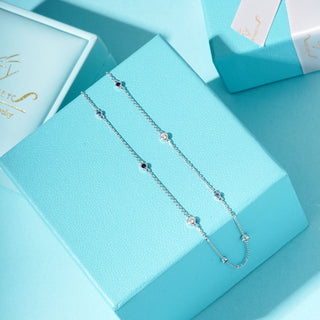 Sapphire, London Blue Topaz & Cubic Zirconia  Fashion Necklace Chain | 18+2 inch