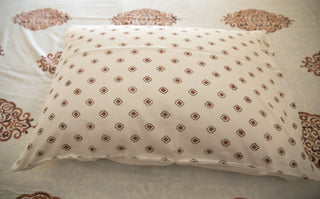 REYMEY 100% Cotton Handmade Bed Sheet Set (King, Queen, Twin) | Geometric & Abstract Design | AZO-Free Dyes | Made in India | Includes 2 Pillowcases | Abstract Umber Brown