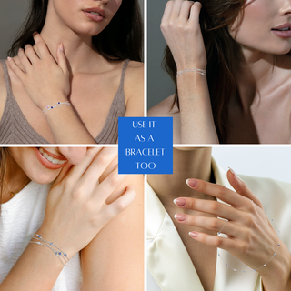 Sapphire, London Blue Topaz & Cubic Zirconia  Fashion Necklace Chain | 18+2 inch