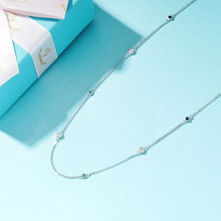 Sapphire, London Blue Topaz & Cubic Zirconia  Fashion Necklace Chain | 18+2 inch