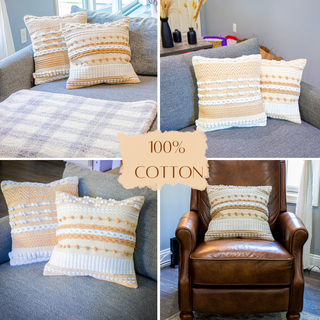 Handmade Decorative Throw Pillow Cushion Cover 18x18 | 2 Pack Cover only (no insert)