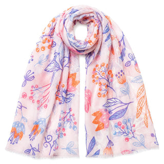 Silk Cashmere Scarf – Floral Print Long Shawl Wrap for Women - Reymey