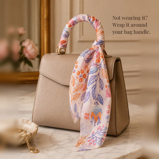 Silk Cashmere Scarf – Floral Print Long Shawl Wrap for Women - Reymey