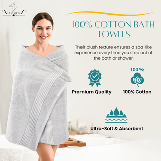 REYMEY 100% Cotton Bath Towels | Made in India | Ultra-Soft & Absorbent | Luxurious Bathroom Towels