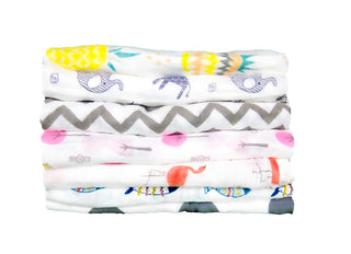 7 Pack 100% Cotton Muslin Receiving Blanket