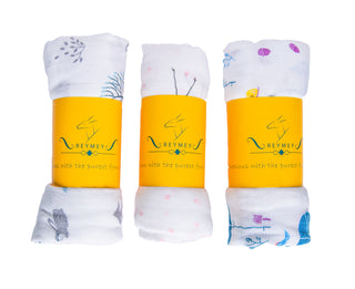 3 Pack Bamboo Cotton Blend Muslin Receiving Blanket