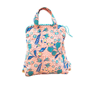 Block Printed Handmade Backpack | Floral cotton canvas backpack