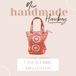 Block Printed Handmade handbag | Floral tote cotton canvas bag