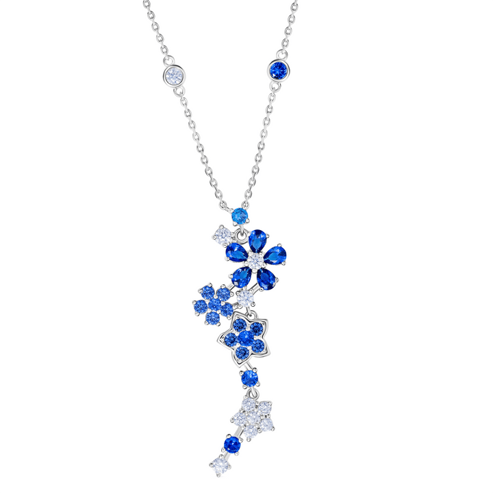 Sapphire and Tanzanite Floral Motif Necklace