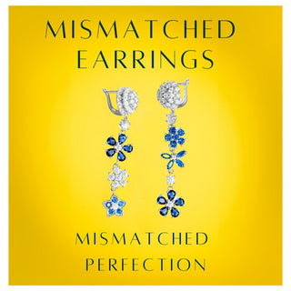 Women's Mismatched Cubic Zirconia and Moissanite Earrings - Blue Sapphire