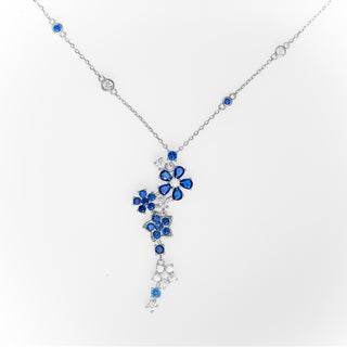 Women's Moissanite Floral Mosaic Necklace | 18 + 2 inch