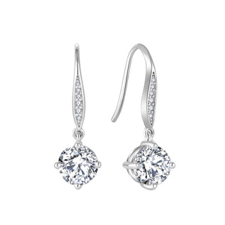 4ct (2ct x 2) Women's Earrings - Moissanite Earrings Jewelry - Rhodium Plated - Sterling Silver