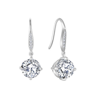 5ct (2.5ct x 2) Women's Earrings - Moissanite Earrings Jewelry - Rhodium Plated - Sterling Silver