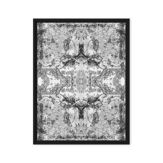 Framed abstract art print with a black frame on a white background