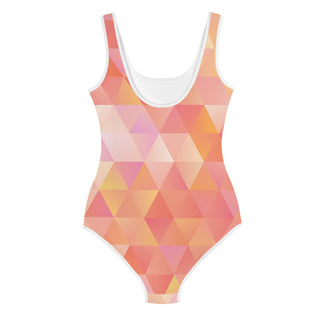 Geometric Trendy Peachy Youth Girls One Piece Swimwear