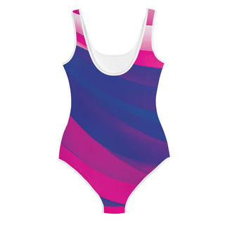 Hot Pink and Raspberry Print Youth Girls one piece swimwear