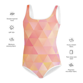 Geometric Trendy Peachy Youth Girls One Piece Swimwear