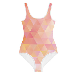 Geometric Trendy Peachy Youth Girls One Piece Swimwear