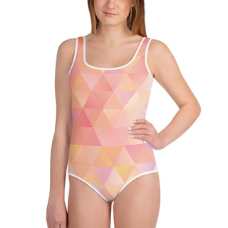 Geometric Trendy Peachy Youth Girls One Piece Swimwear