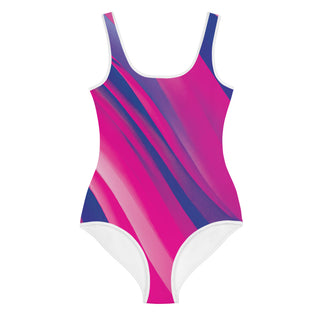 Hot Pink and Raspberry Print Youth Girls one piece swimwear