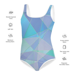 Geometric Multi-Colored Girls Youth One-Piece Swimwear