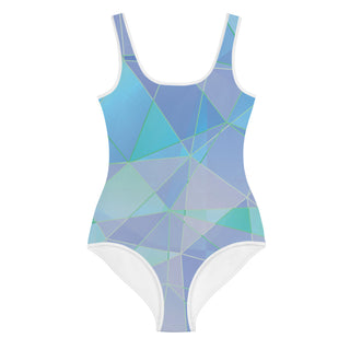 Geometric Multi-Colored Girls Youth One-Piece Swimwear