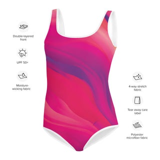 Pink waves - Girls' Youth One-Piece Swimsuit with UV Protection