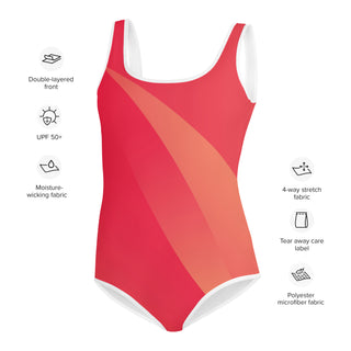 Shades of Vermilion Girls' Youth One-Piece Swimsuit with UV Protection