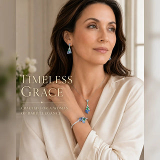 Lab - Grown Emerald & Sapphire Pavé Jewelry Set - Earrings, Bangle & Necklace - Reymey