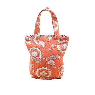 Block Printed Handmade handbag | Floral tote cotton canvas bag