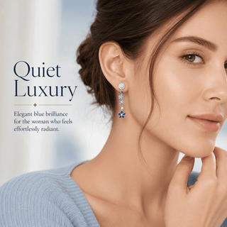 Lab - Grown Sapphire & Aquamarine Mismatched Earrings - Reymey