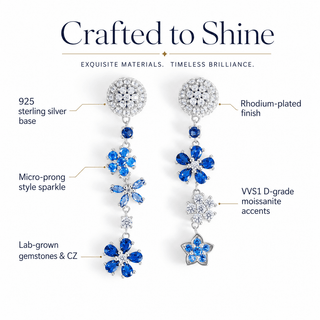 Lab - Grown Sapphire & Aquamarine Mismatched Earrings - Reymey