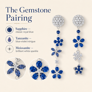 Lab - Grown Sapphire & Tanzanite Mismatched Earrings - Reymey