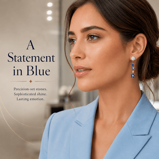 Lab - Grown Sapphire & Tanzanite Mismatched Earrings - Reymey