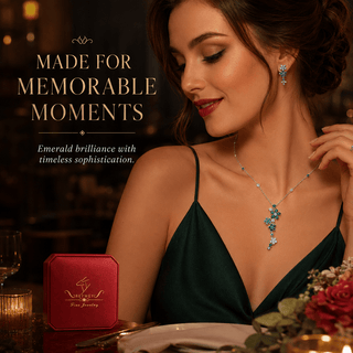 Lab - Grown Emerald Floral Motif Necklace - Reymey