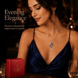 Lab - Grown Sapphire & Tanzanite Floral Motif Necklace - Reymey