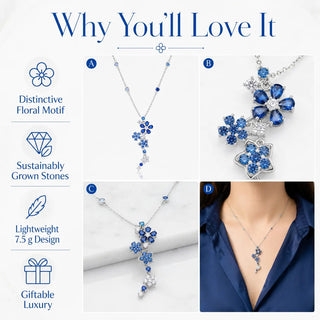 Lab - Grown Sapphire & Tanzanite Jewelry Set — Earrings & Necklace - Reymey