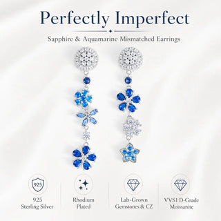 Lab - Grown Sapphire & Aquamarine Jewelry Set — Earrings, Bracelet & Necklace - Reymey