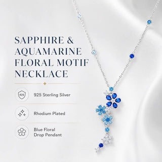 Lab - Grown Sapphire & Aquamarine Jewelry Set — Earrings, Bracelet & Necklace - Reymey