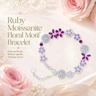 Lab - Grown Ruby & Moissanite Jewelry Set — Bracelet & Necklace - Reymey