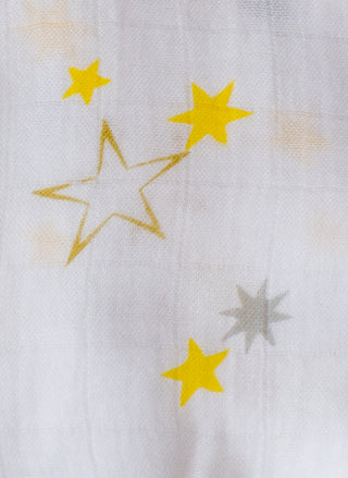 70% Bamboo 30% Cotton Muslin Baby Swaddle Receiving Blanket - Whale & Golden Stars - Large 2 Pack