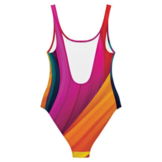 Women's Rainbow Stripe One-Piece Swimsuit