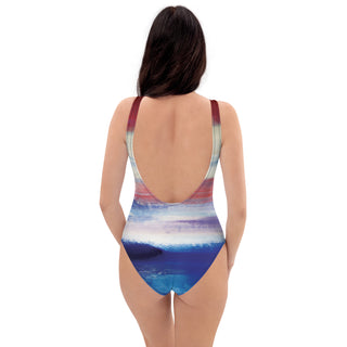 Women's One-Piece Swimwear Red Blue & White