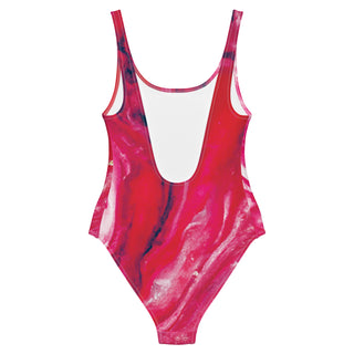 Poppy Red Abstract Print One-Piece Swimsuit for Women