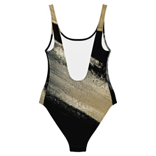 Black & Gold One-Piece Women's Swimsuit for Stylish Beach Days