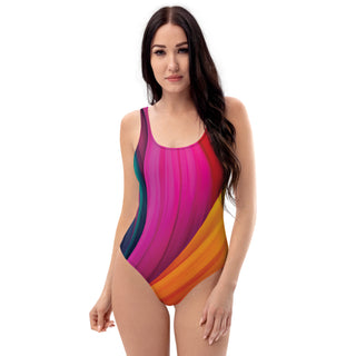 Women's Rainbow Stripe One-Piece Swimsuit