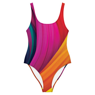 Women's Rainbow Stripe One-Piece Swimsuit