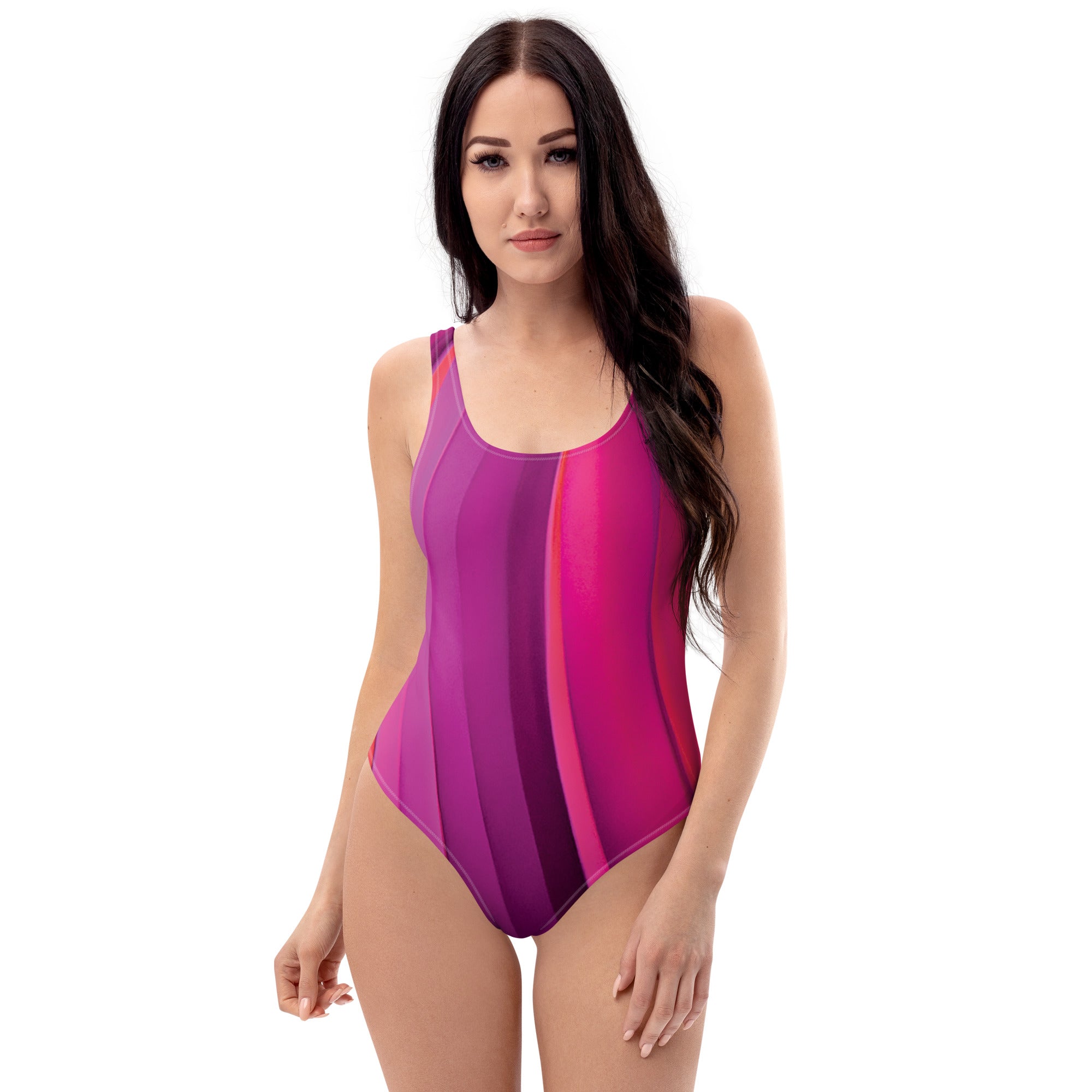 Women s Multi Colorful Striped One Piece Swimwear