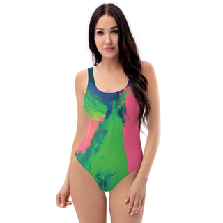 Women's One-Piece Swimwear with Tropical Flair