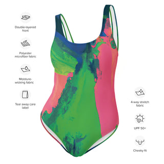 Women's One-Piece Swimwear with Tropical Flair